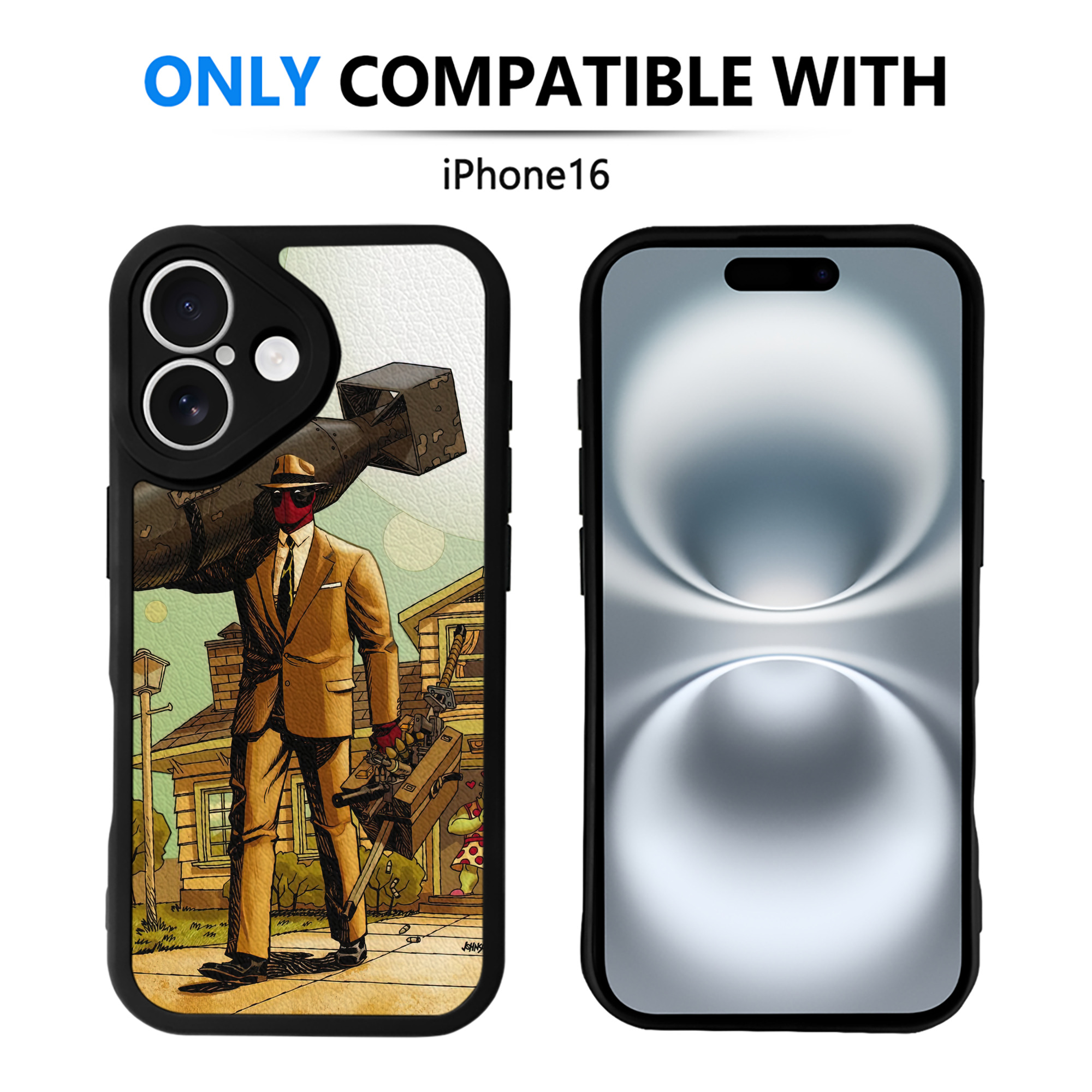 （画像用） Deadpool デッドプール 【iPhone 16シリーズ対応】シリコンスマホケース（レザー調） 材質：シリコン